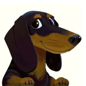 Dachshund Black & Tan Cartoon Face Window Decal